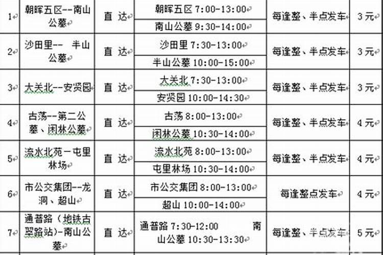 杭州冬至扫墓公交专线车线路