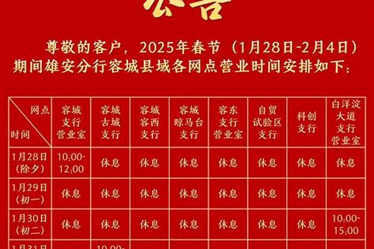 2025年初五银行上班吗